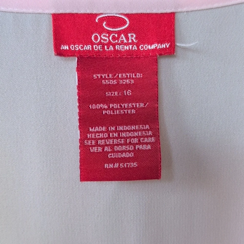 Oscar de la Renta Sheer Pink Ruffled Peplum Blouse Lace Trim - Women's 16